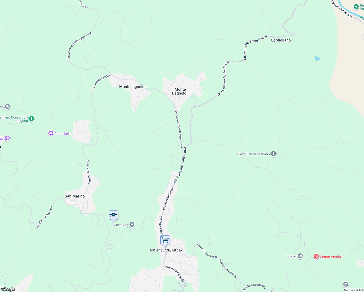map of restaurants, bars, coffee shops, grocery stores, and more near 2 Strada Monte Bagnolo Valbiancara in Perugia