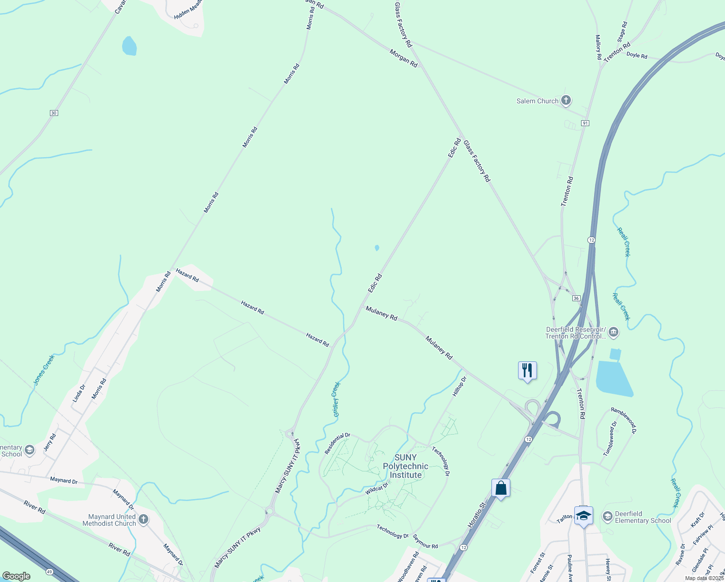 map of restaurants, bars, coffee shops, grocery stores, and more near 5921 Edic Road in Marcy