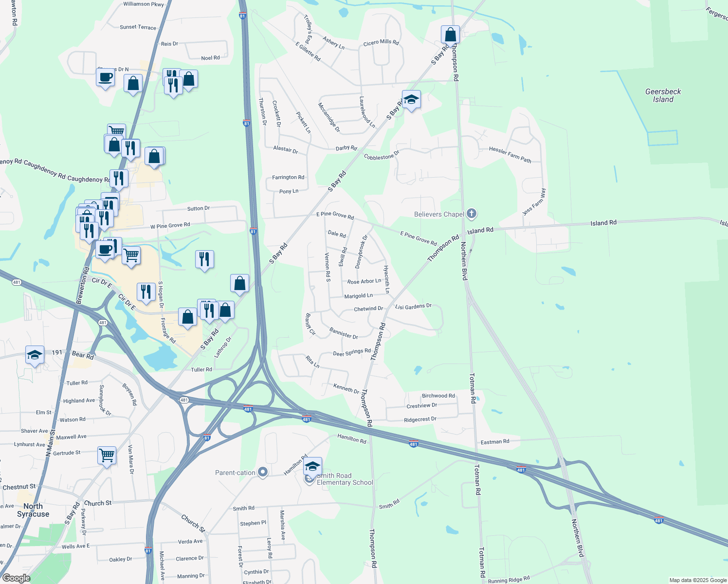 map of restaurants, bars, coffee shops, grocery stores, and more near 6055 Marigold Lane in Cicero