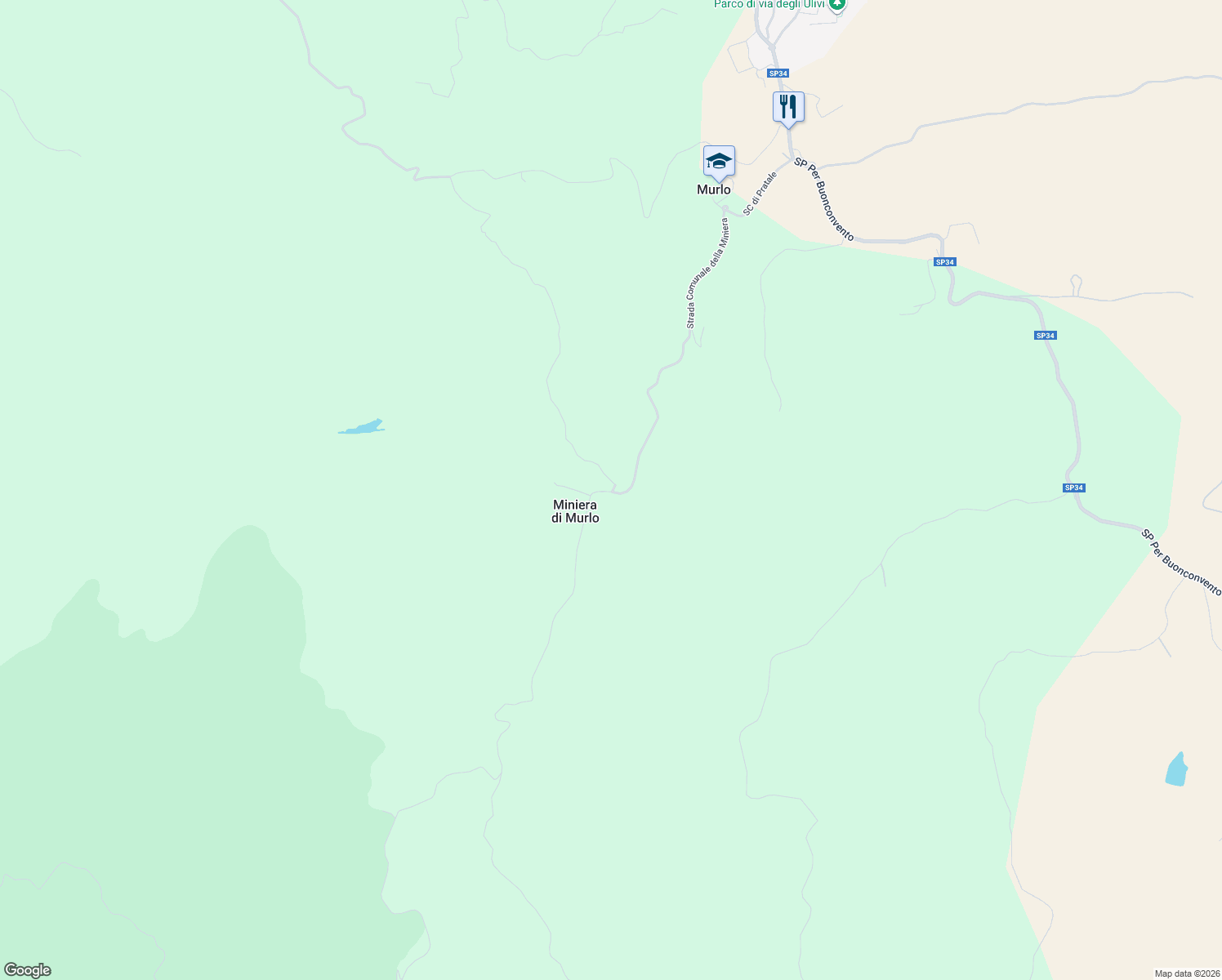 map of restaurants, bars, coffee shops, grocery stores, and more near 2 Vecchia Strada Ferrata delle Miniere in Miniera di Murlo