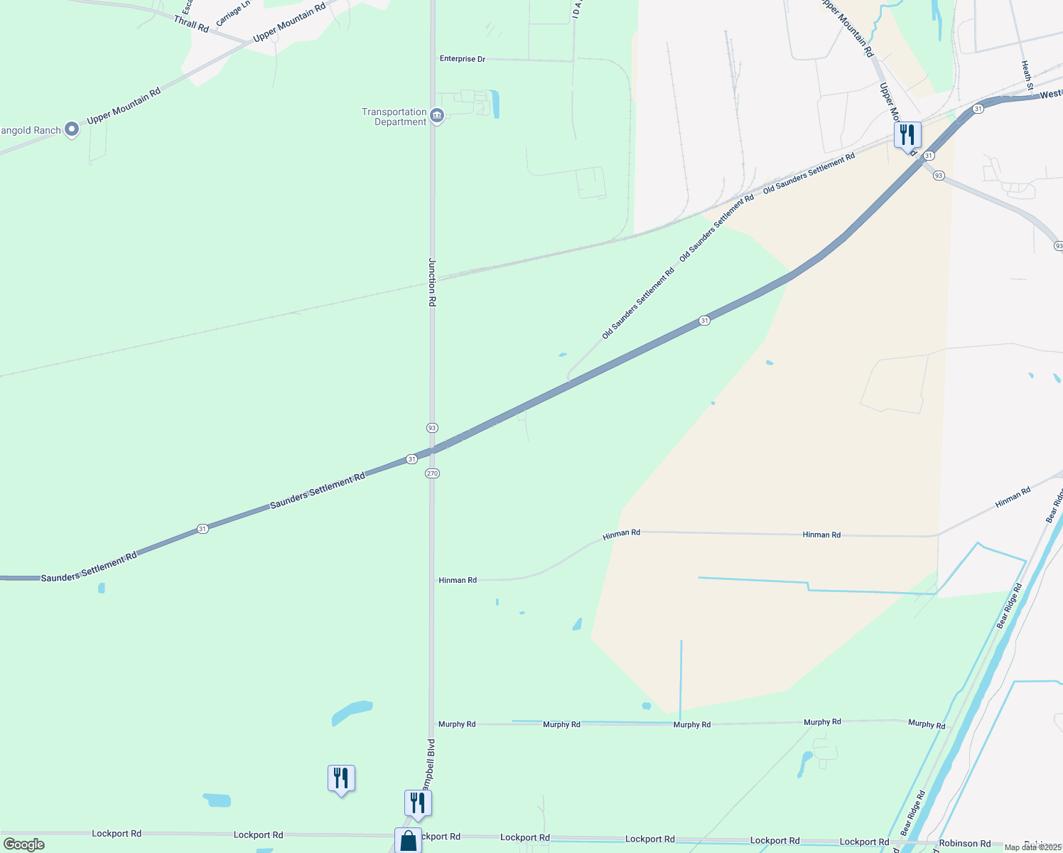 map of restaurants, bars, coffee shops, grocery stores, and more near 5324 Saunders Settlement Road in Lockport