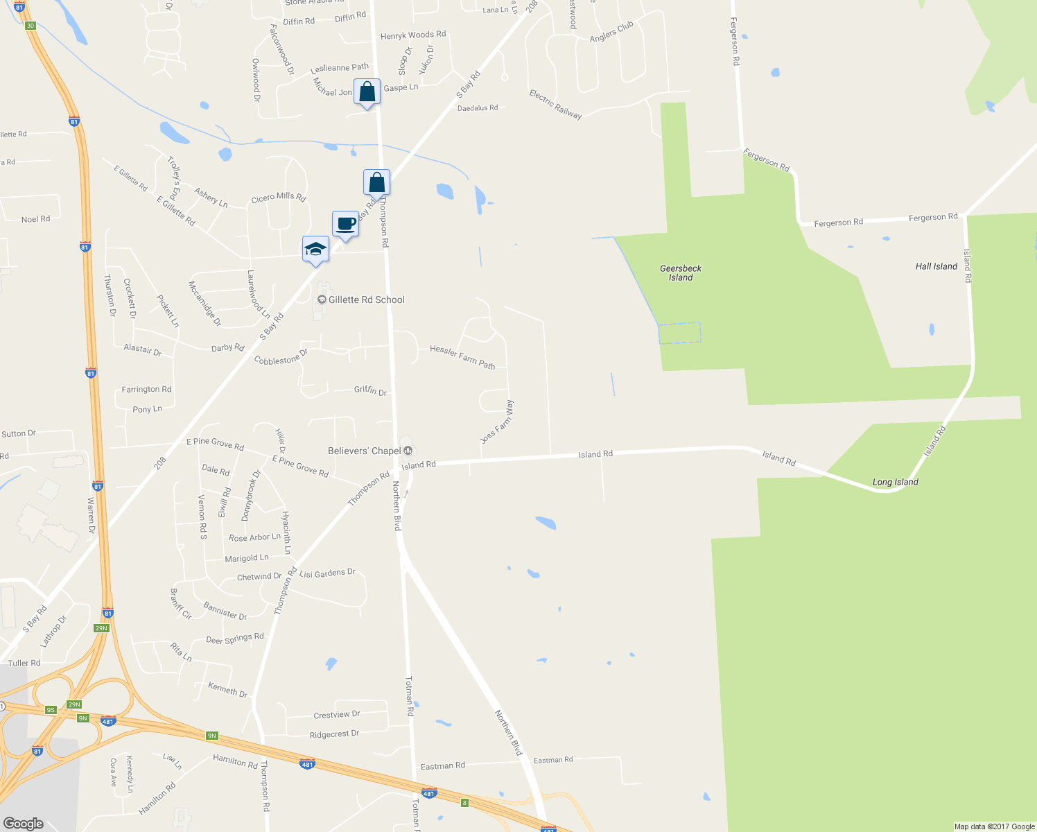 map of restaurants, bars, coffee shops, grocery stores, and more near 7948 Joss Farm Way in Cicero