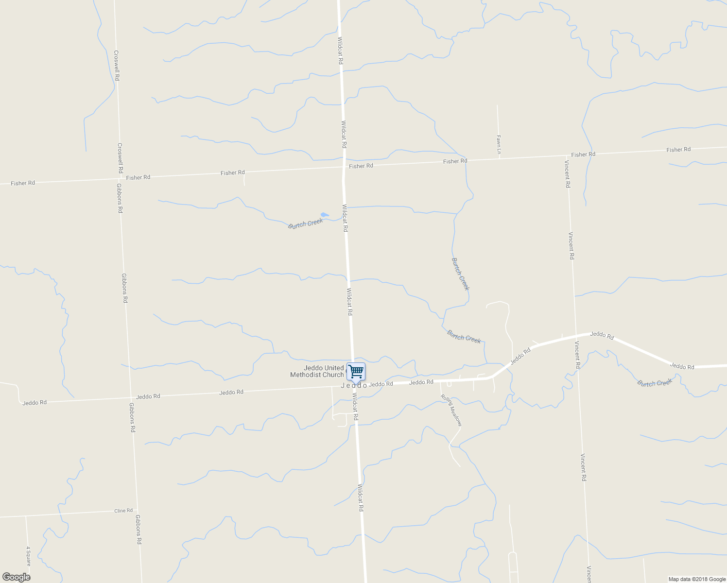 map of restaurants, bars, coffee shops, grocery stores, and more near 8696 Wildcat Road in Jeddo