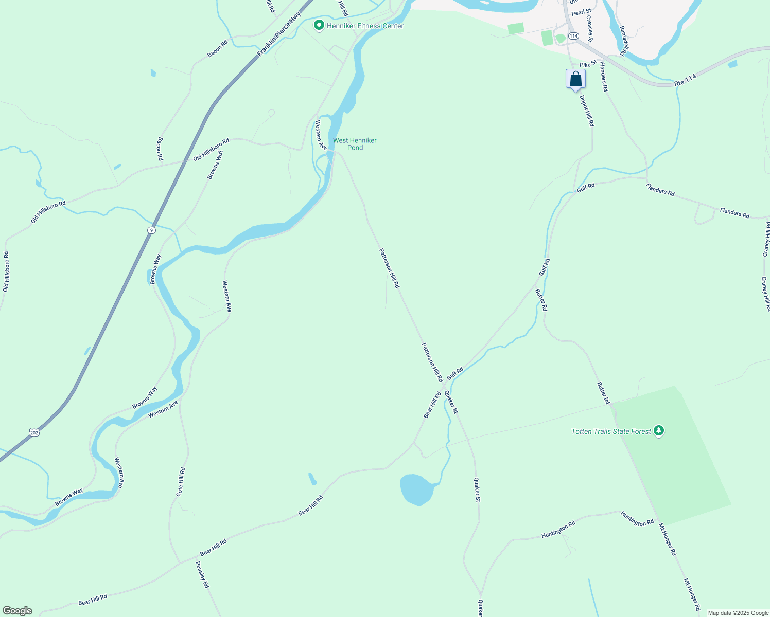 map of restaurants, bars, coffee shops, grocery stores, and more near 8 Faulkner Road in Henniker