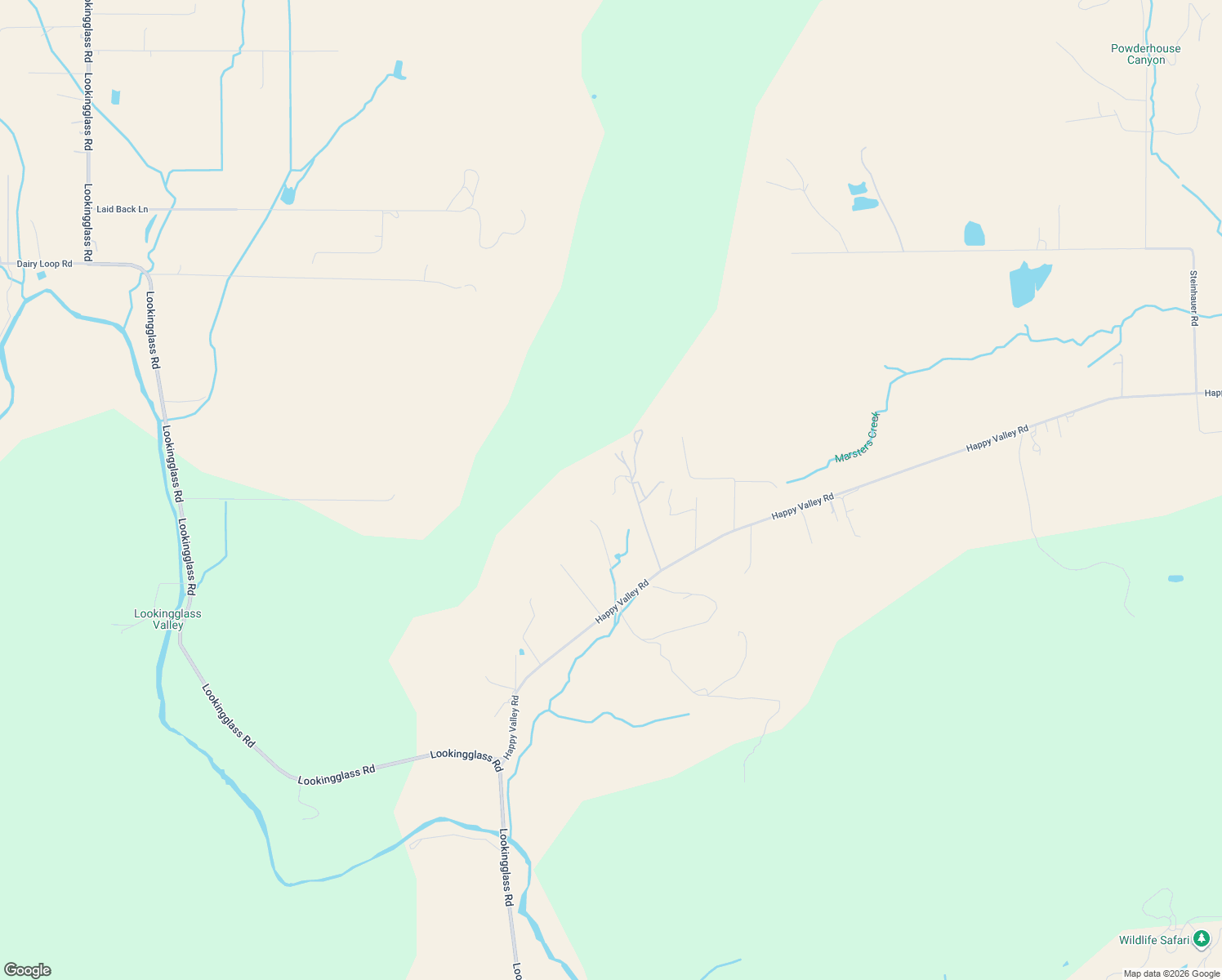 map of restaurants, bars, coffee shops, grocery stores, and more near 350 Cascara Lane in Roseburg