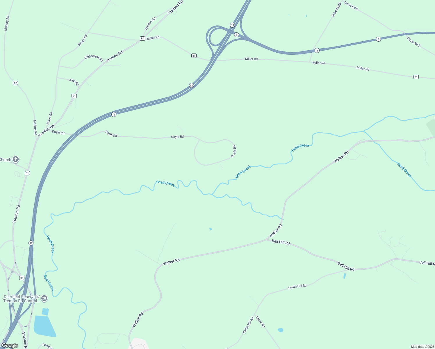 map of restaurants, bars, coffee shops, grocery stores, and more near 10599 Doyle Rd in Deerfield