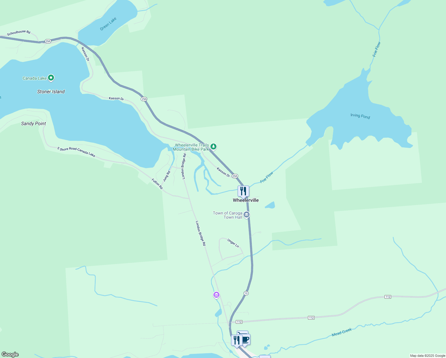 map of restaurants, bars, coffee shops, grocery stores, and more near 119 Kasson Dr in Caroga Lake