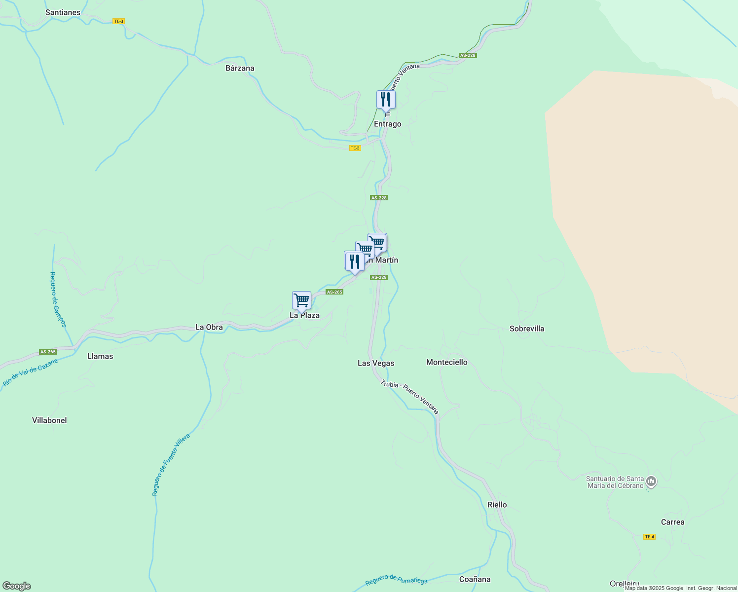 map of restaurants, bars, coffee shops, grocery stores, and more near 3A Plaza España in San Martín