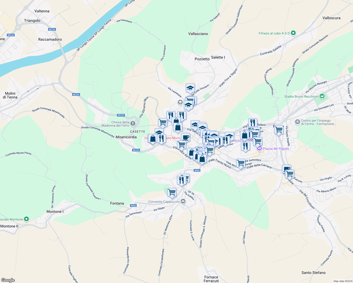 map of restaurants, bars, coffee shops, grocery stores, and more near 1 Via Silvestro Baglioni in Fermo