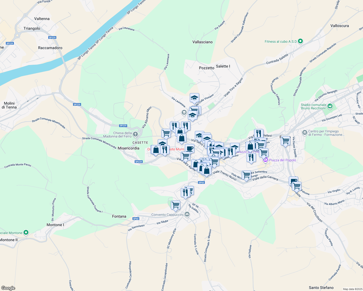 map of restaurants, bars, coffee shops, grocery stores, and more near 1 Via Silvestro Baglioni in Fermo