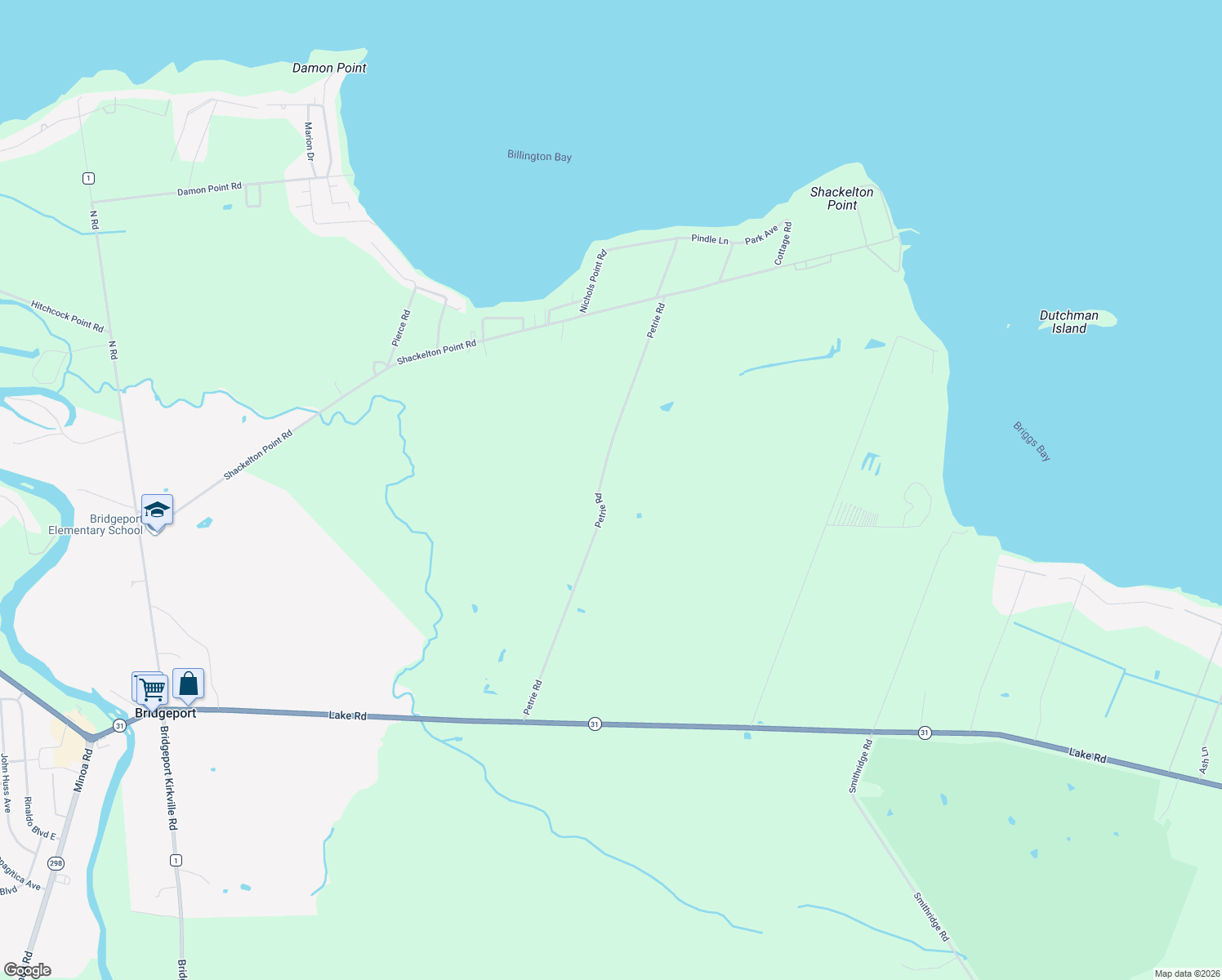 map of restaurants, bars, coffee shops, grocery stores, and more near 9100 Petrie Road in Bridgeport