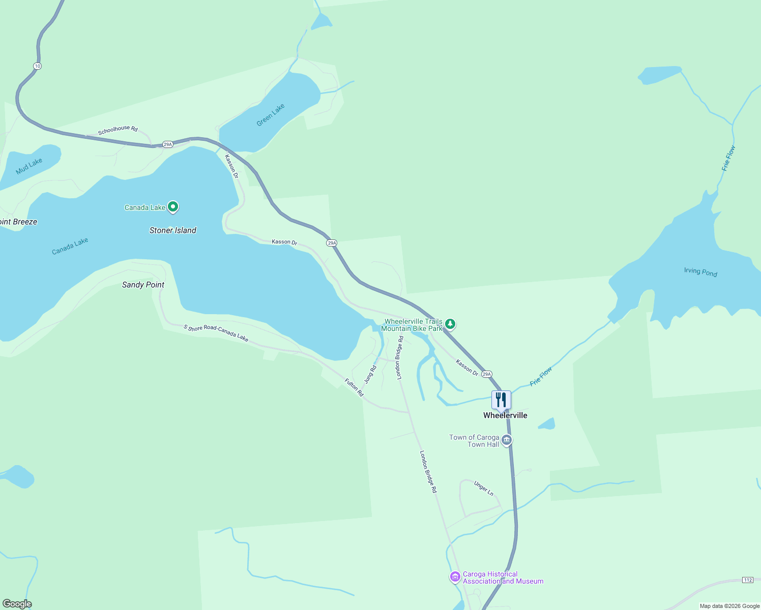 map of restaurants, bars, coffee shops, grocery stores, and more near 222 Kasson Drive in Caroga Lake