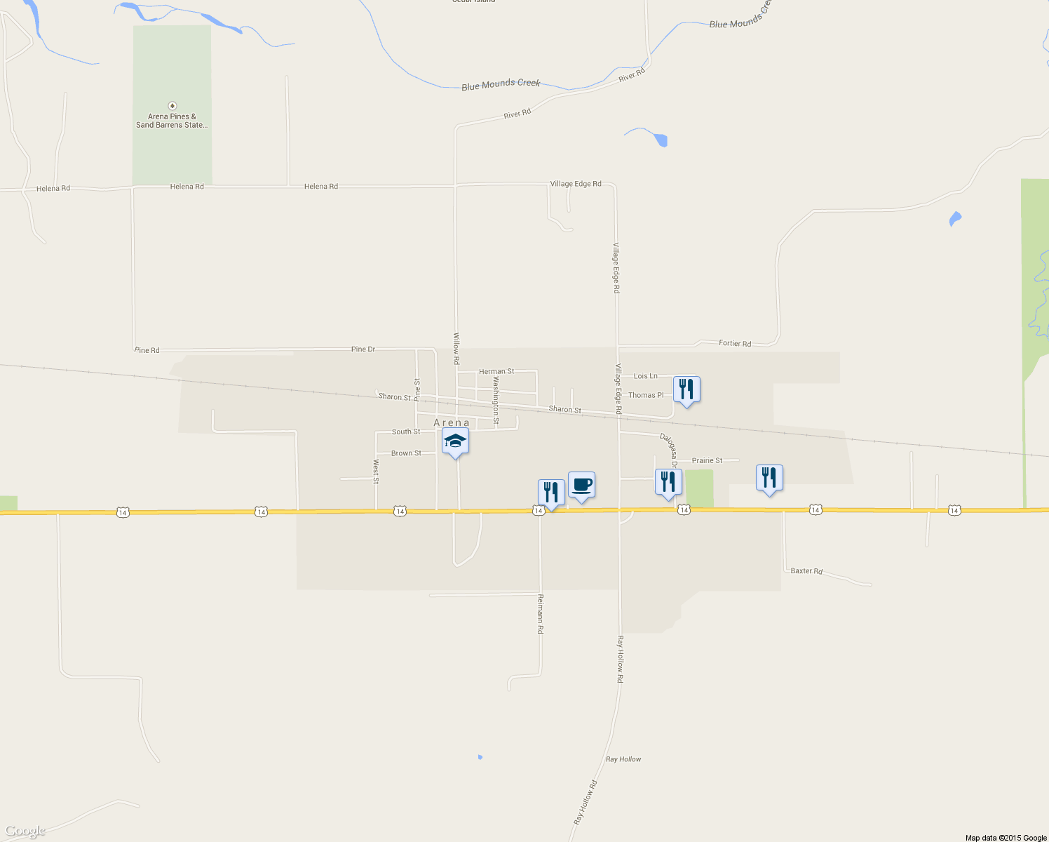 map of restaurants, bars, coffee shops, grocery stores, and more near 322 South Street in Arena