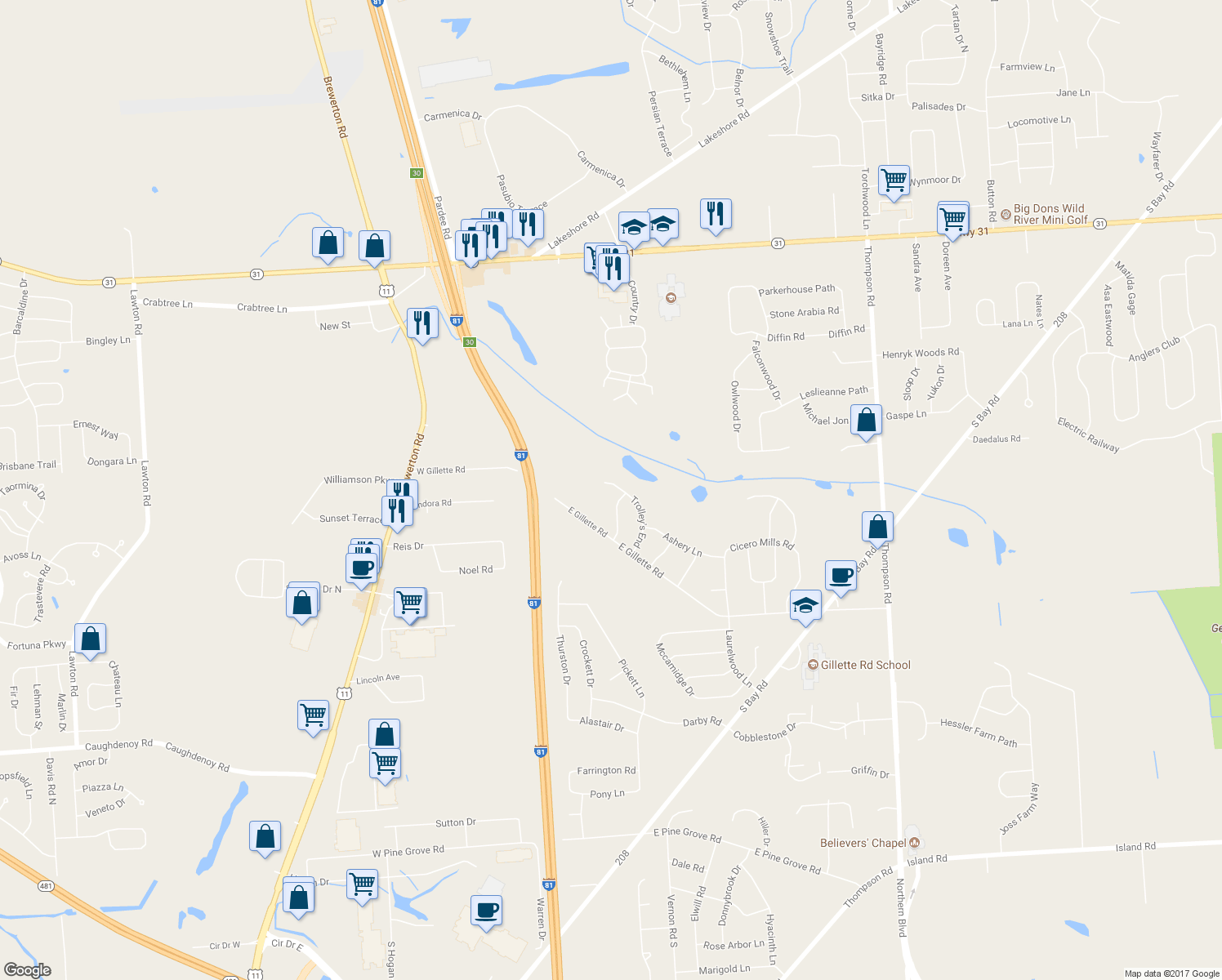 map of restaurants, bars, coffee shops, grocery stores, and more near 8183 Trolley's End in Cicero