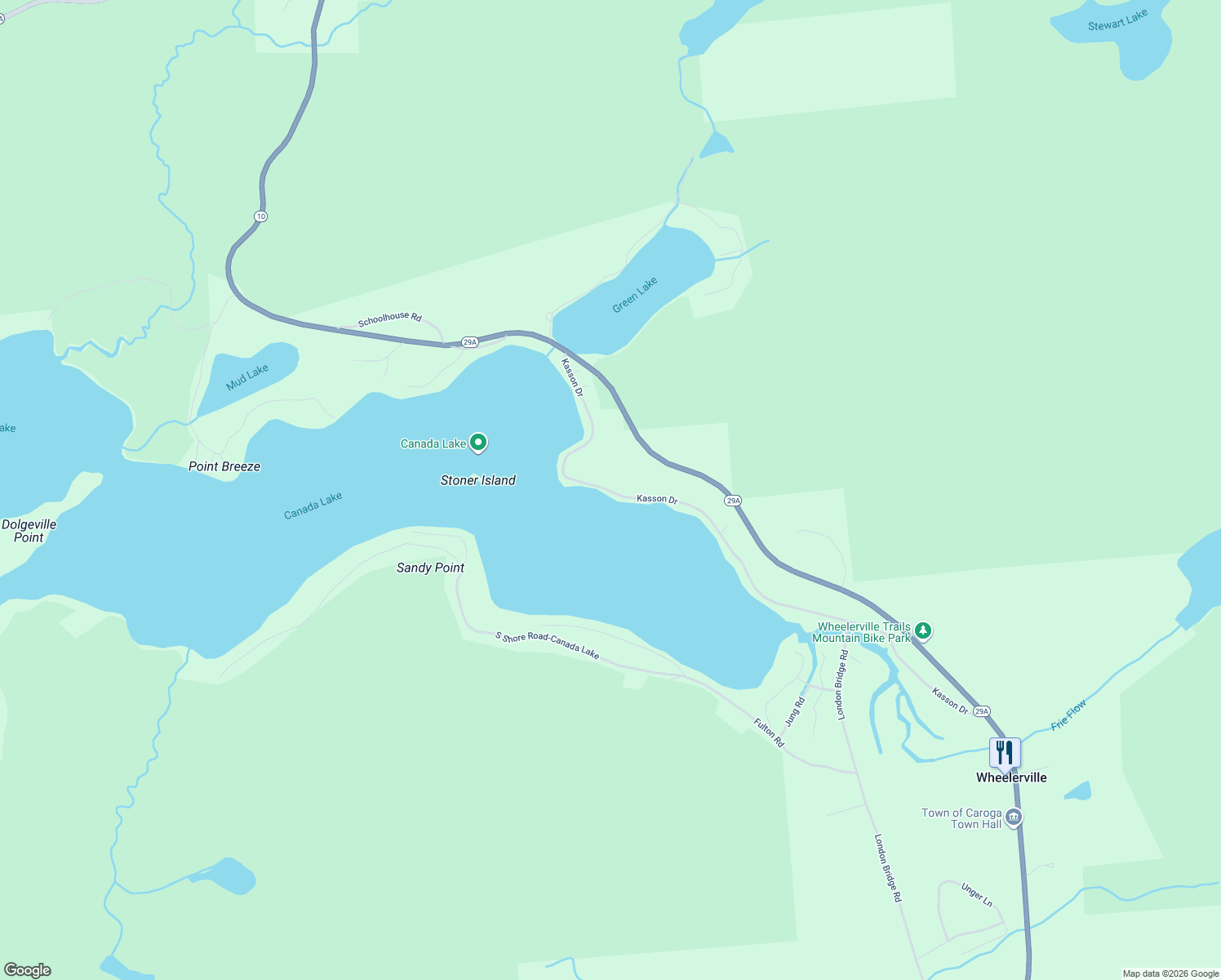 map of restaurants, bars, coffee shops, grocery stores, and more near 347 Kasson Drive in Caroga Lake