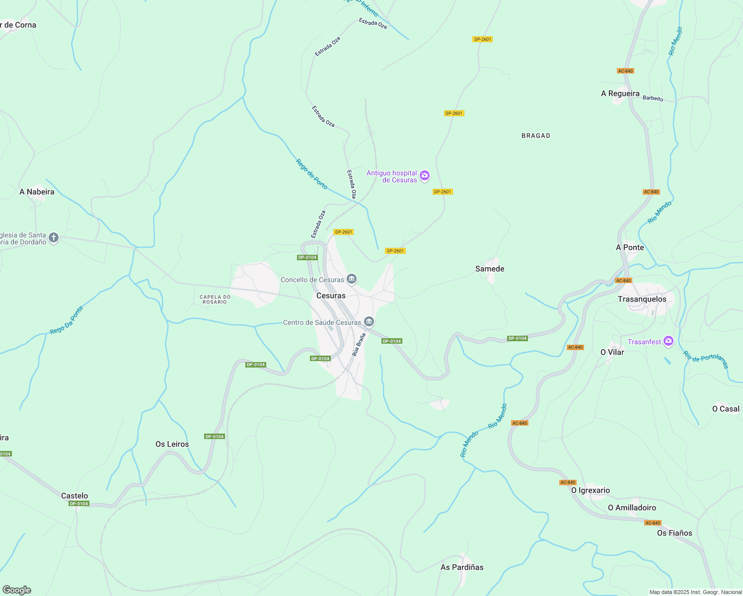 map of restaurants, bars, coffee shops, grocery stores, and more near 11 Camiño Pinche in Cesuras