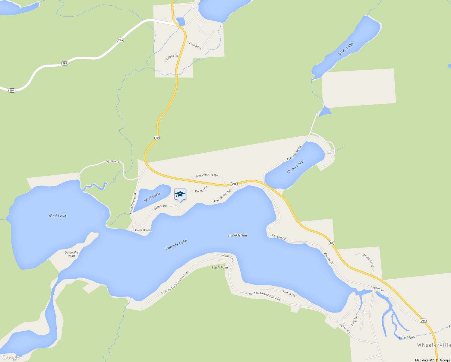 map of restaurants, bars, coffee shops, grocery stores, and more near 106 Schoolhouse Road in Caroga Lake