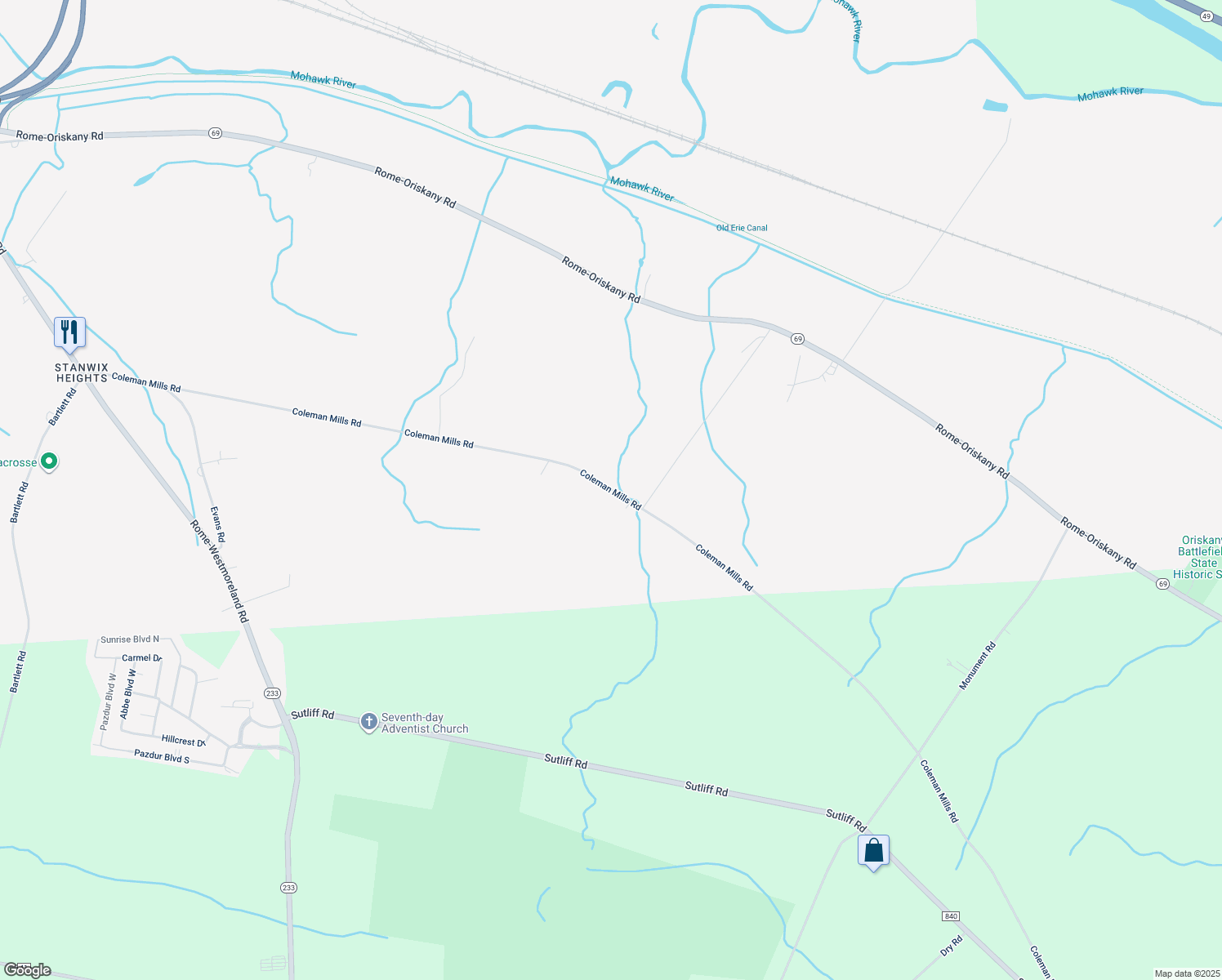 map of restaurants, bars, coffee shops, grocery stores, and more near 7312 Coleman Mills Rd in Rome