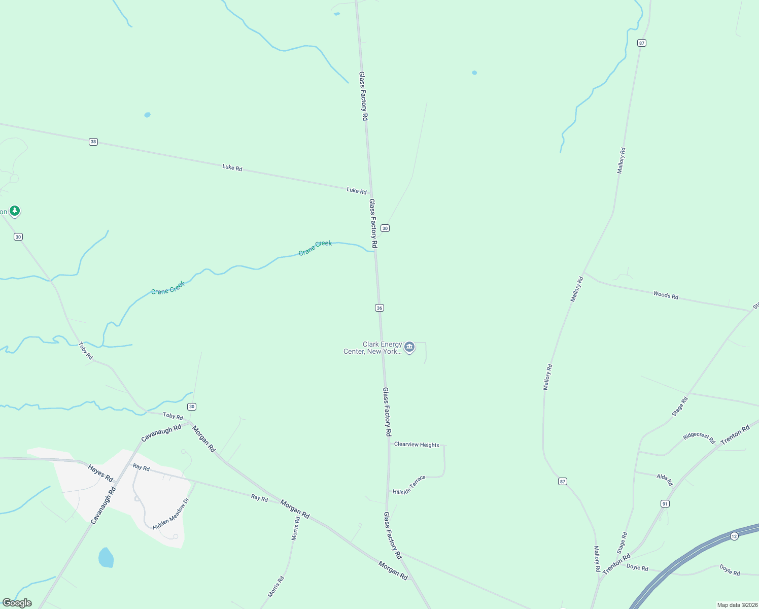 map of restaurants, bars, coffee shops, grocery stores, and more near 6404 Glass Factory Rd in Marcy