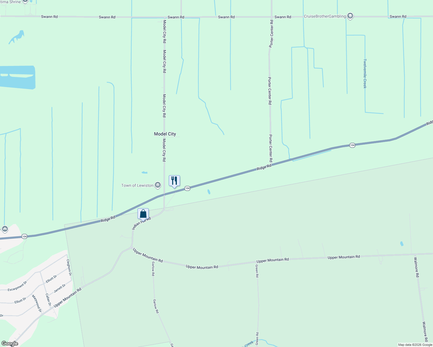 map of restaurants, bars, coffee shops, grocery stores, and more near 1527 Ridge Road in Lewiston