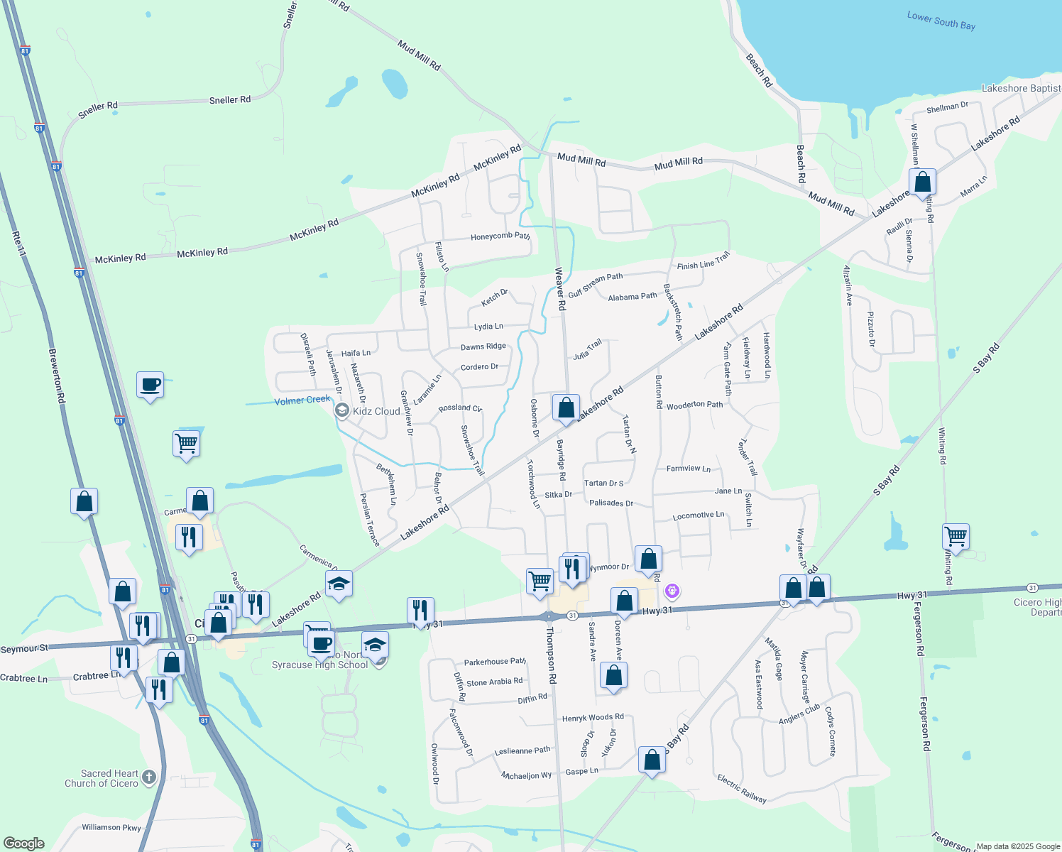 map of restaurants, bars, coffee shops, grocery stores, and more near 8571 Osborne Dr in Cicero