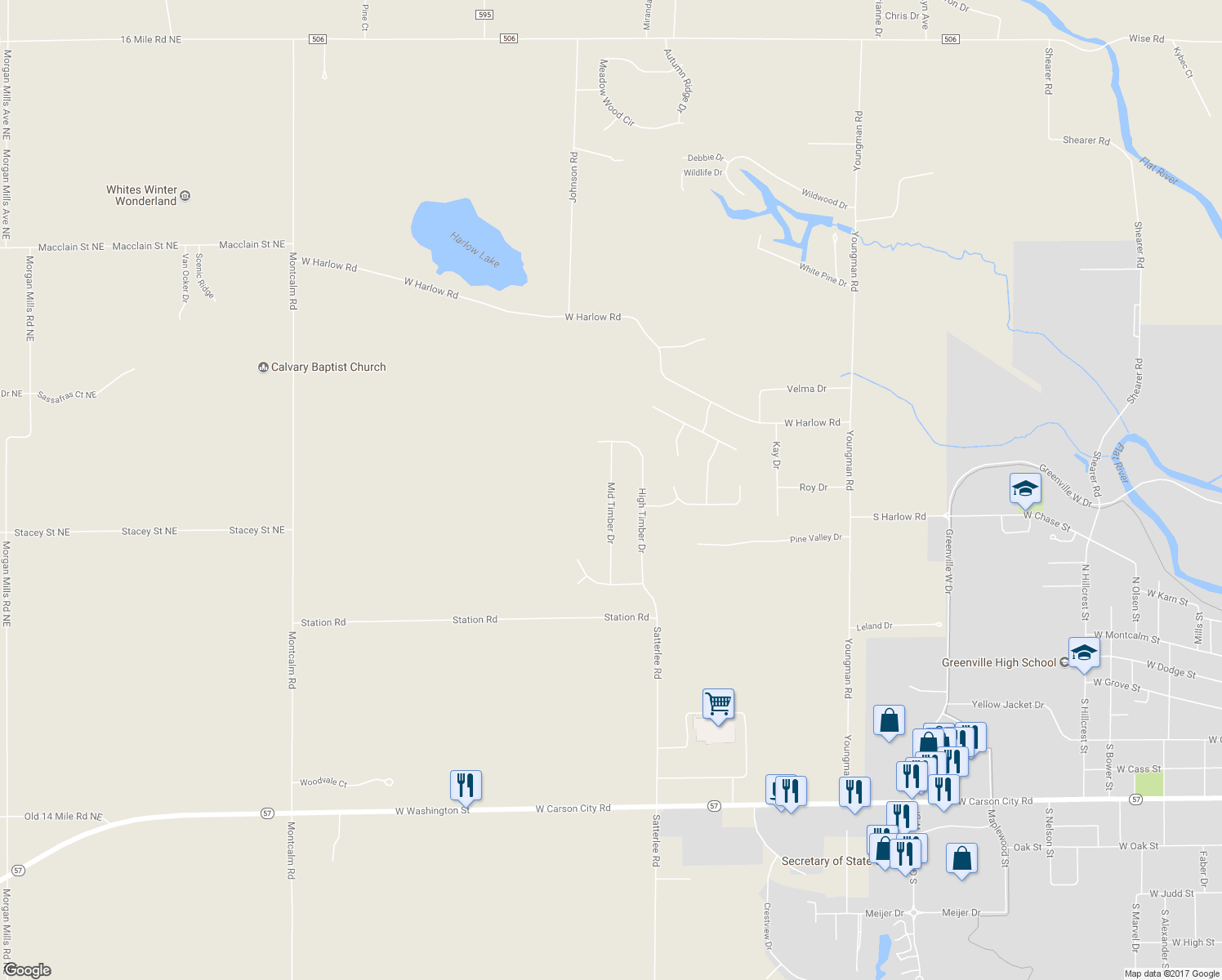 map of restaurants, bars, coffee shops, grocery stores, and more near 7059 Mid Timber Drive in Greenville