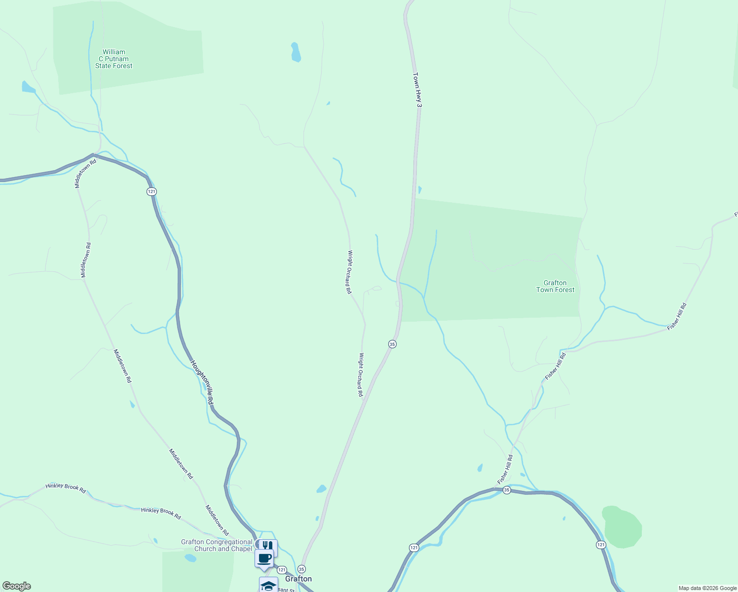 map of restaurants, bars, coffee shops, grocery stores, and more near 94 Gib Lockerby Rd in Grafton
