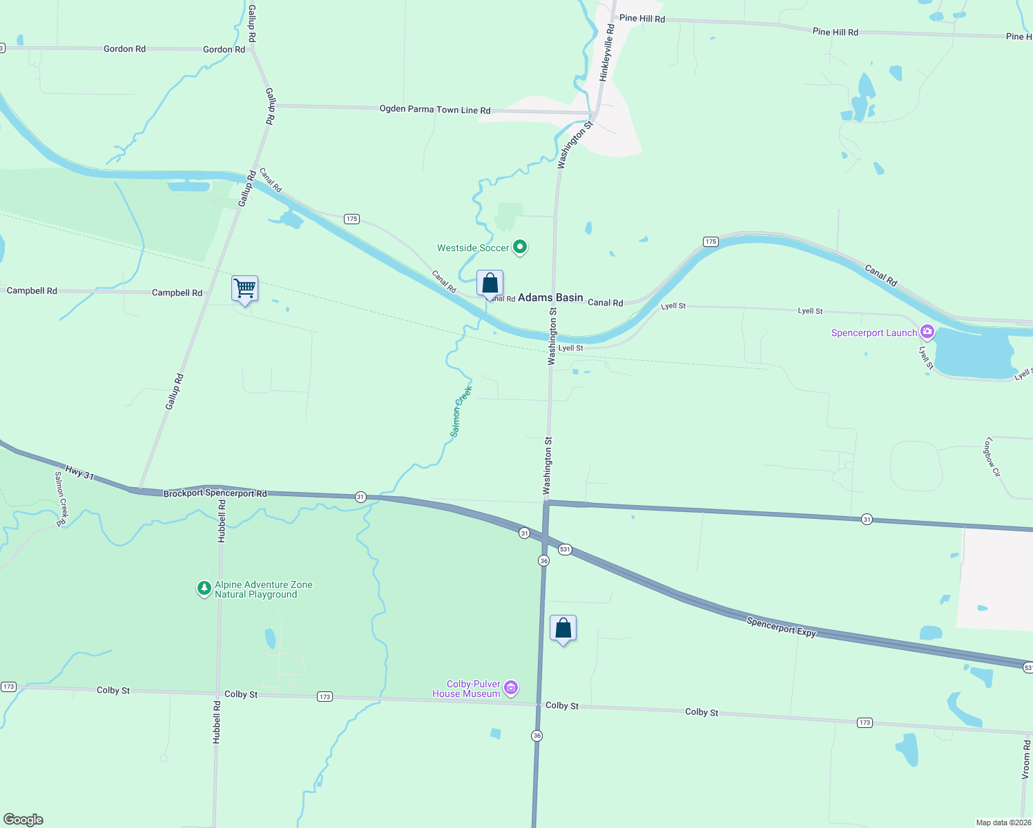 map of restaurants, bars, coffee shops, grocery stores, and more near 9 Dresser Rd in Spencerport