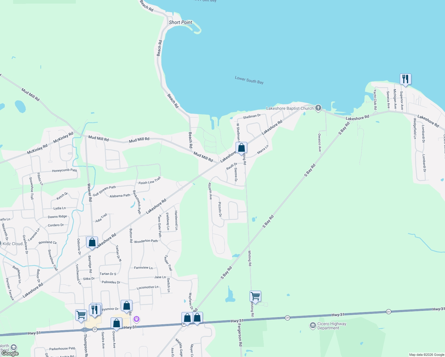 map of restaurants, bars, coffee shops, grocery stores, and more near 8745 Alizarin Ave in Cicero