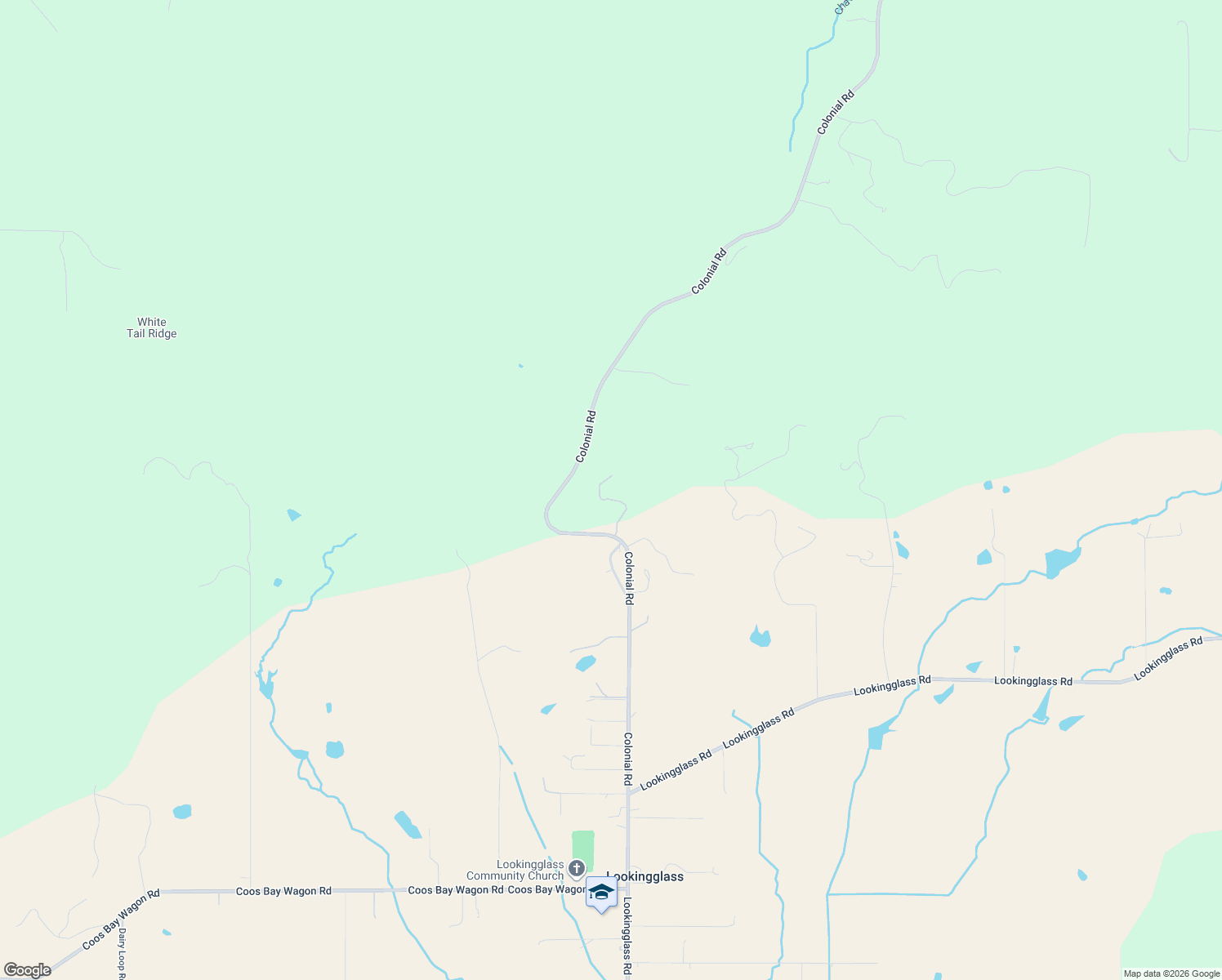 map of restaurants, bars, coffee shops, grocery stores, and more near 1213 Colonial Road in Roseburg