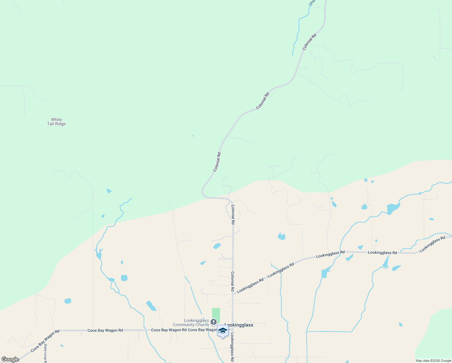 map of restaurants, bars, coffee shops, grocery stores, and more near 1213 Colonial Road in Roseburg