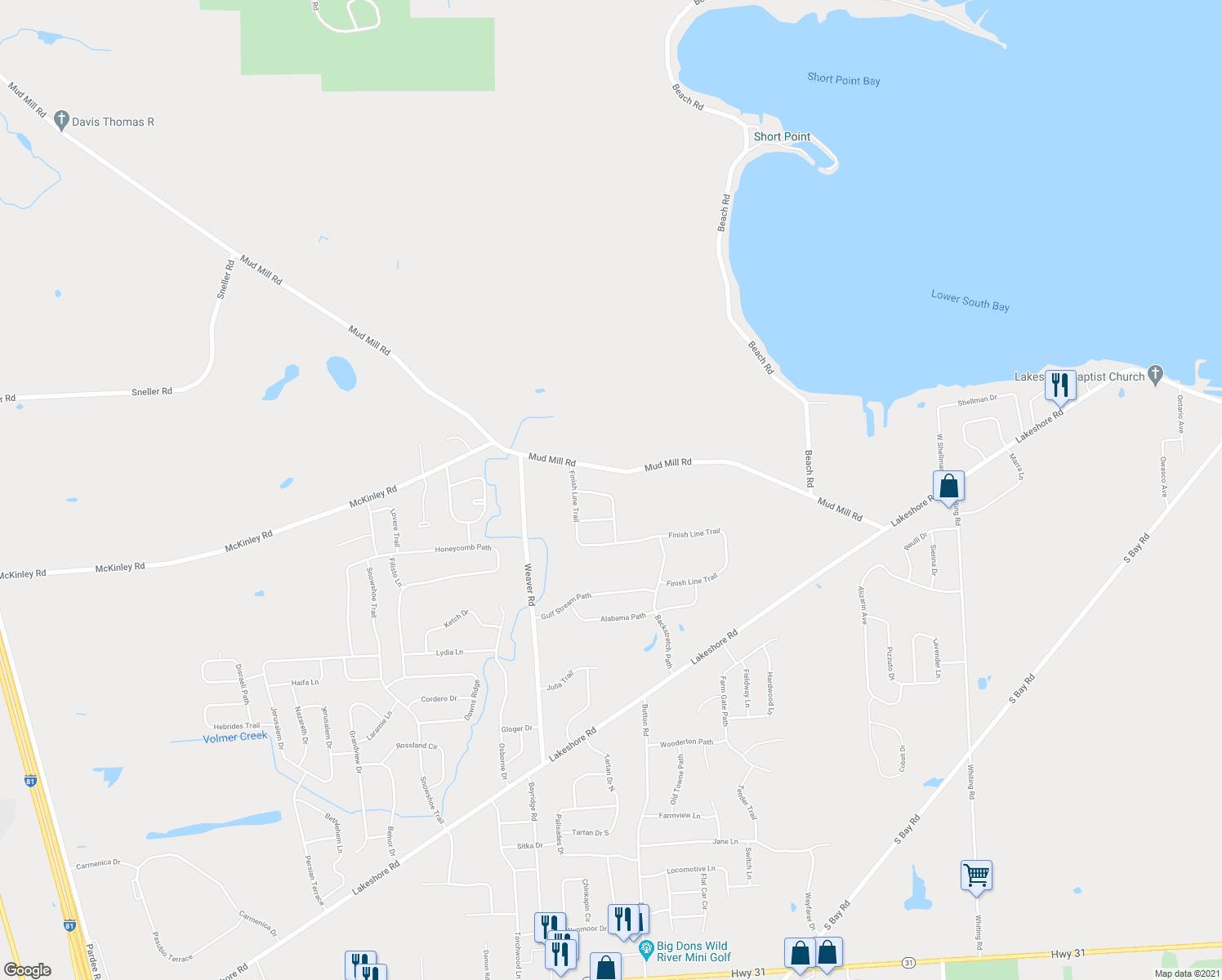 map of restaurants, bars, coffee shops, grocery stores, and more near 8786 Track Side Trail in Brewerton