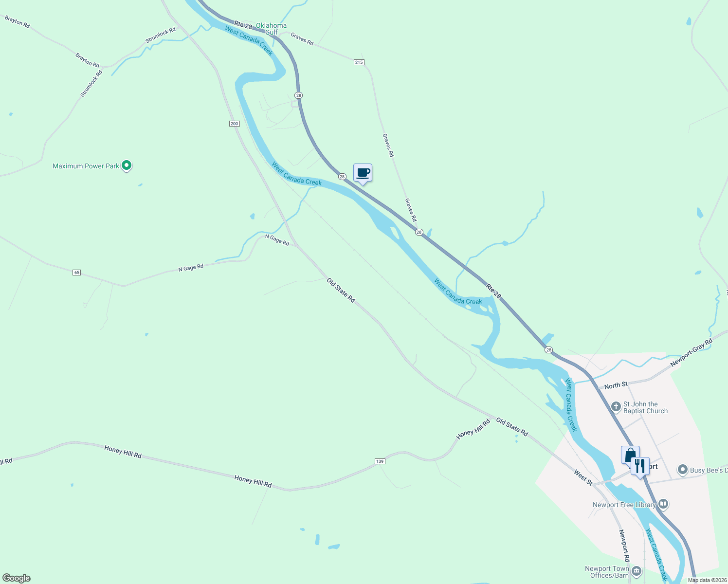 map of restaurants, bars, coffee shops, grocery stores, and more near 396 Old State Road in Poland