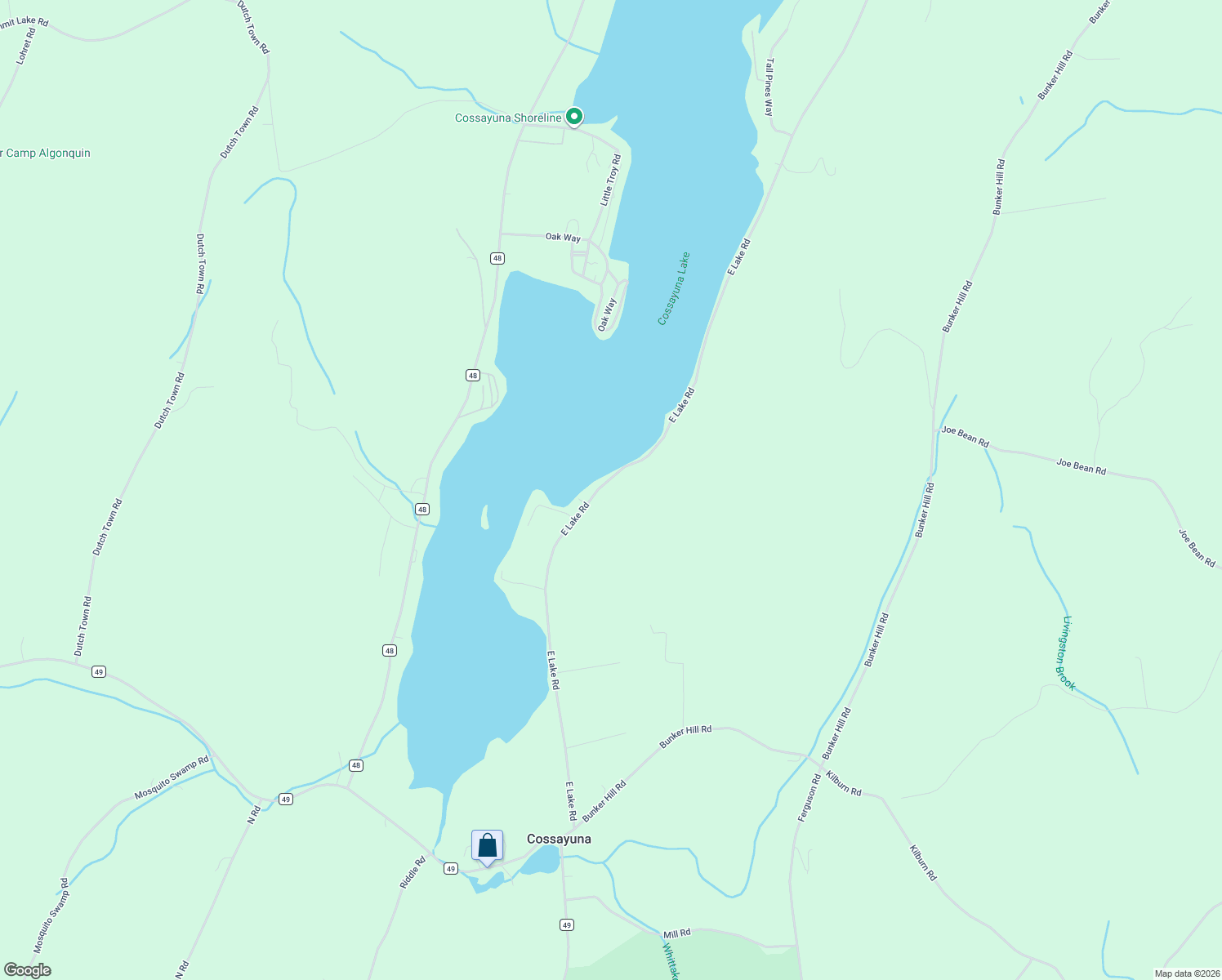 map of restaurants, bars, coffee shops, grocery stores, and more near 208 East Lake Road in Cossayuna
