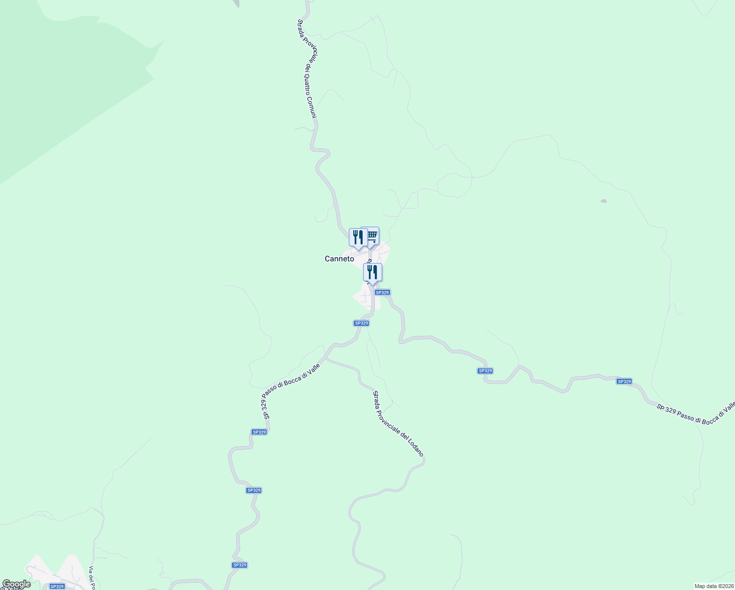 map of restaurants, bars, coffee shops, grocery stores, and more near 13 Via San Sebastiano in Canneto