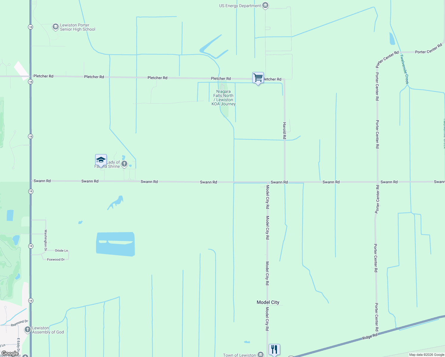 map of restaurants, bars, coffee shops, grocery stores, and more near 1287 Swann Rd in Youngstown