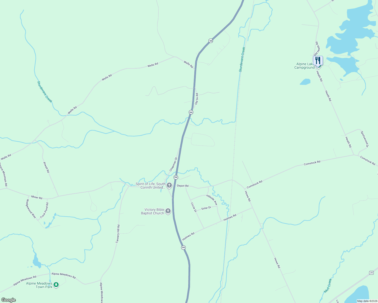 map of restaurants, bars, coffee shops, grocery stores, and more near 13 Locust Ridge Dr in Corinth