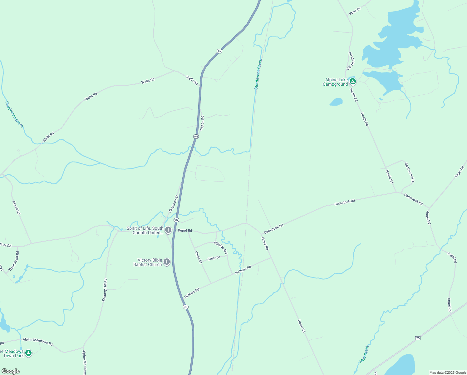map of restaurants, bars, coffee shops, grocery stores, and more near 35 Locust Ridge Dr in Corinth