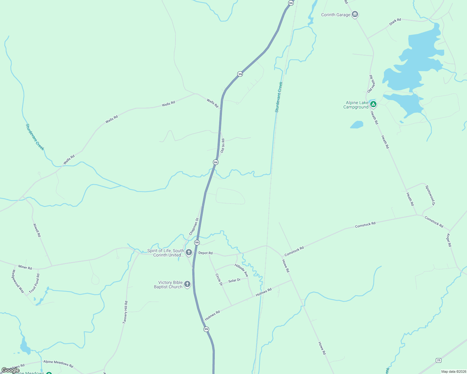map of restaurants, bars, coffee shops, grocery stores, and more near 49 Locust Ridge Drive in Corinth