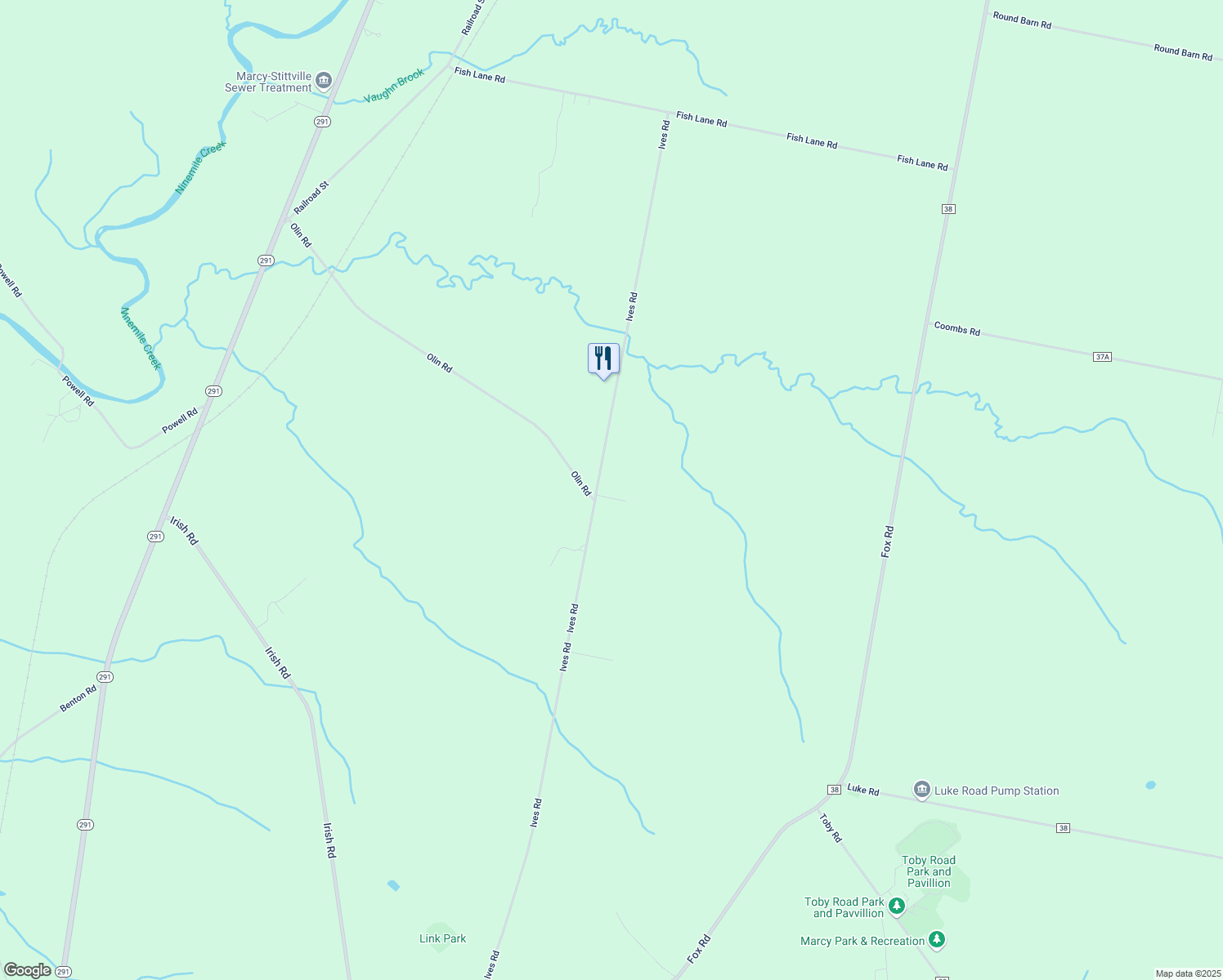 map of restaurants, bars, coffee shops, grocery stores, and more near 7044 Ives Road in Marcy