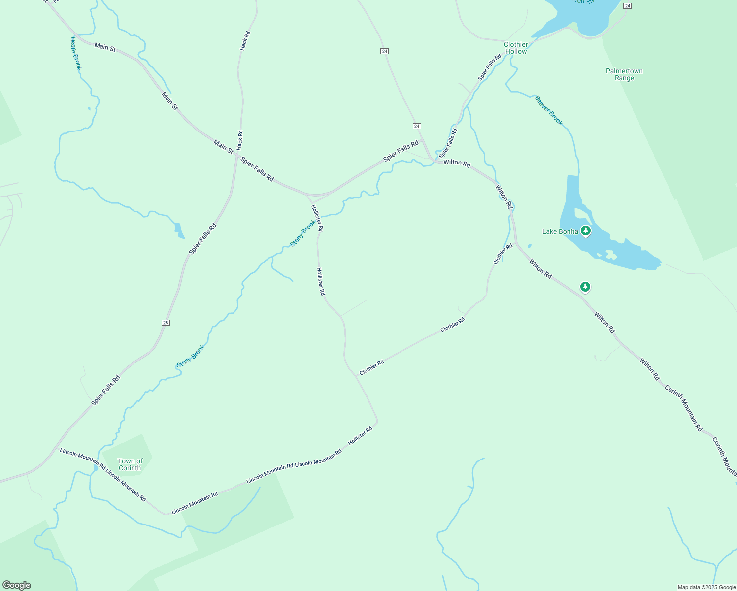 map of restaurants, bars, coffee shops, grocery stores, and more near 69 Hollister Road in Corinth