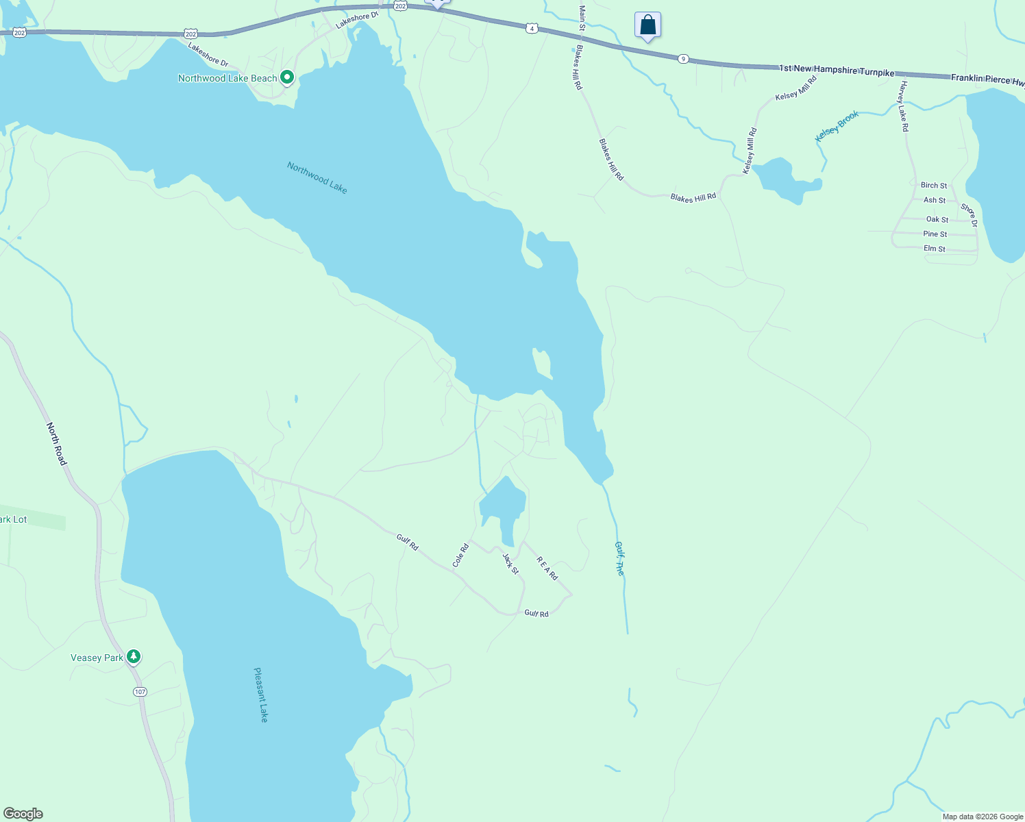 map of restaurants, bars, coffee shops, grocery stores, and more near 129 Cole Road in Northwood