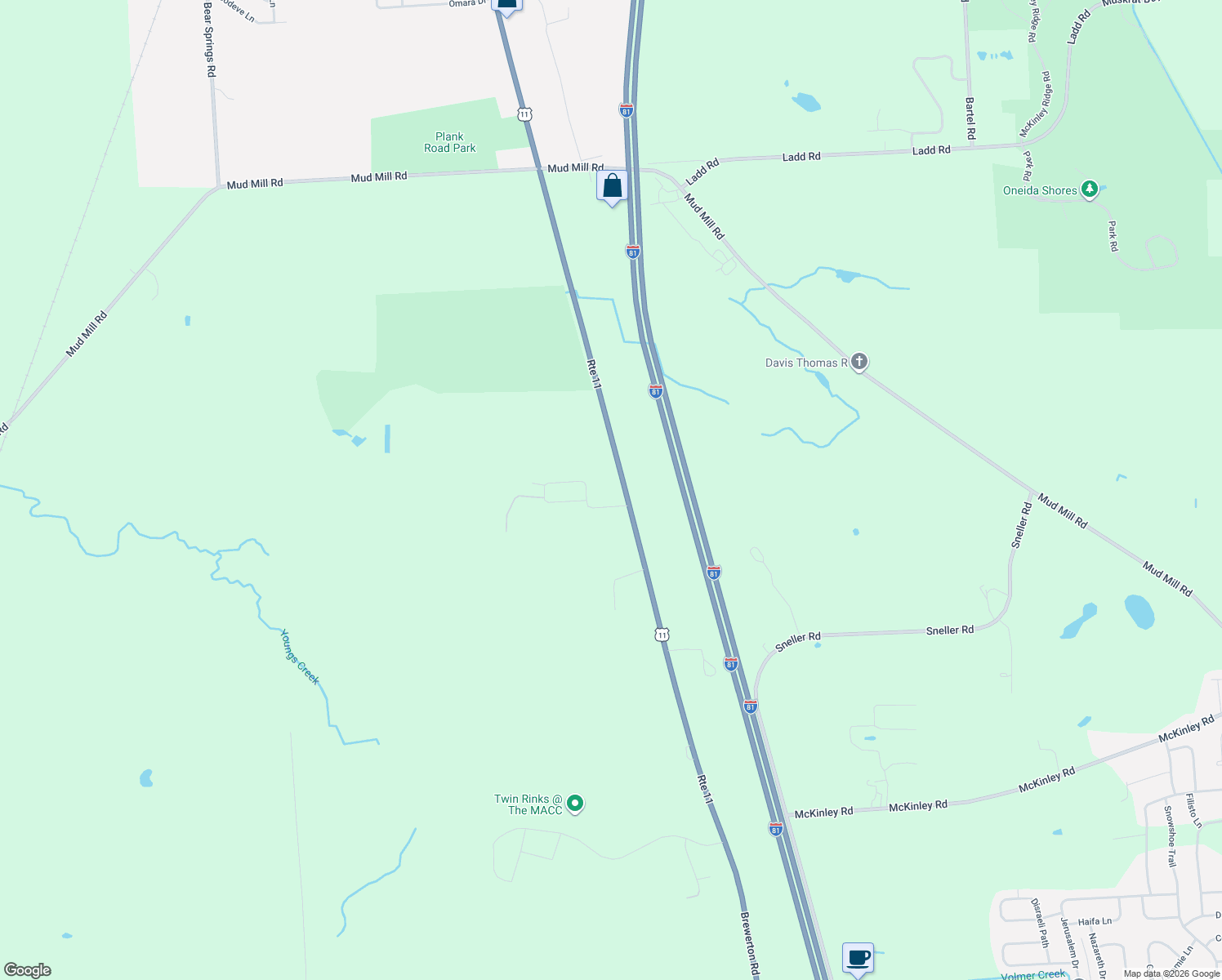 map of restaurants, bars, coffee shops, grocery stores, and more near 5778 Diane Terrace in Brewerton