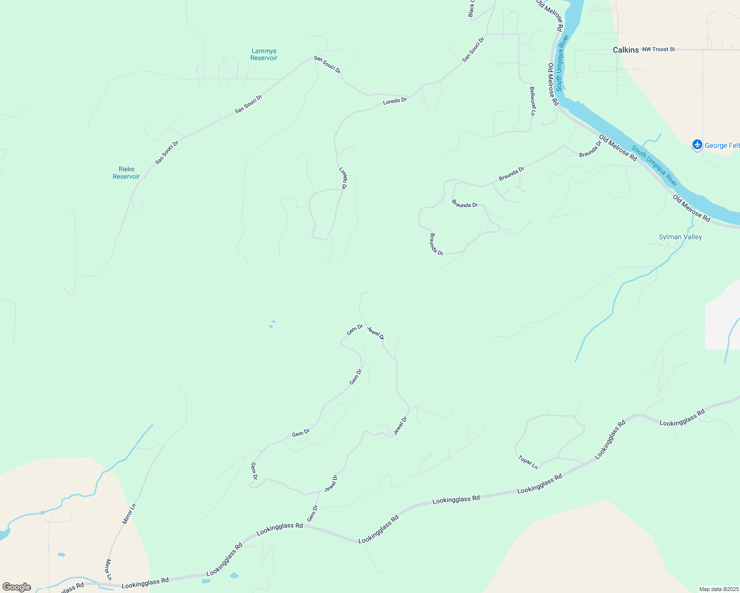 map of restaurants, bars, coffee shops, grocery stores, and more near 1303 Jewel Drive in Roseburg