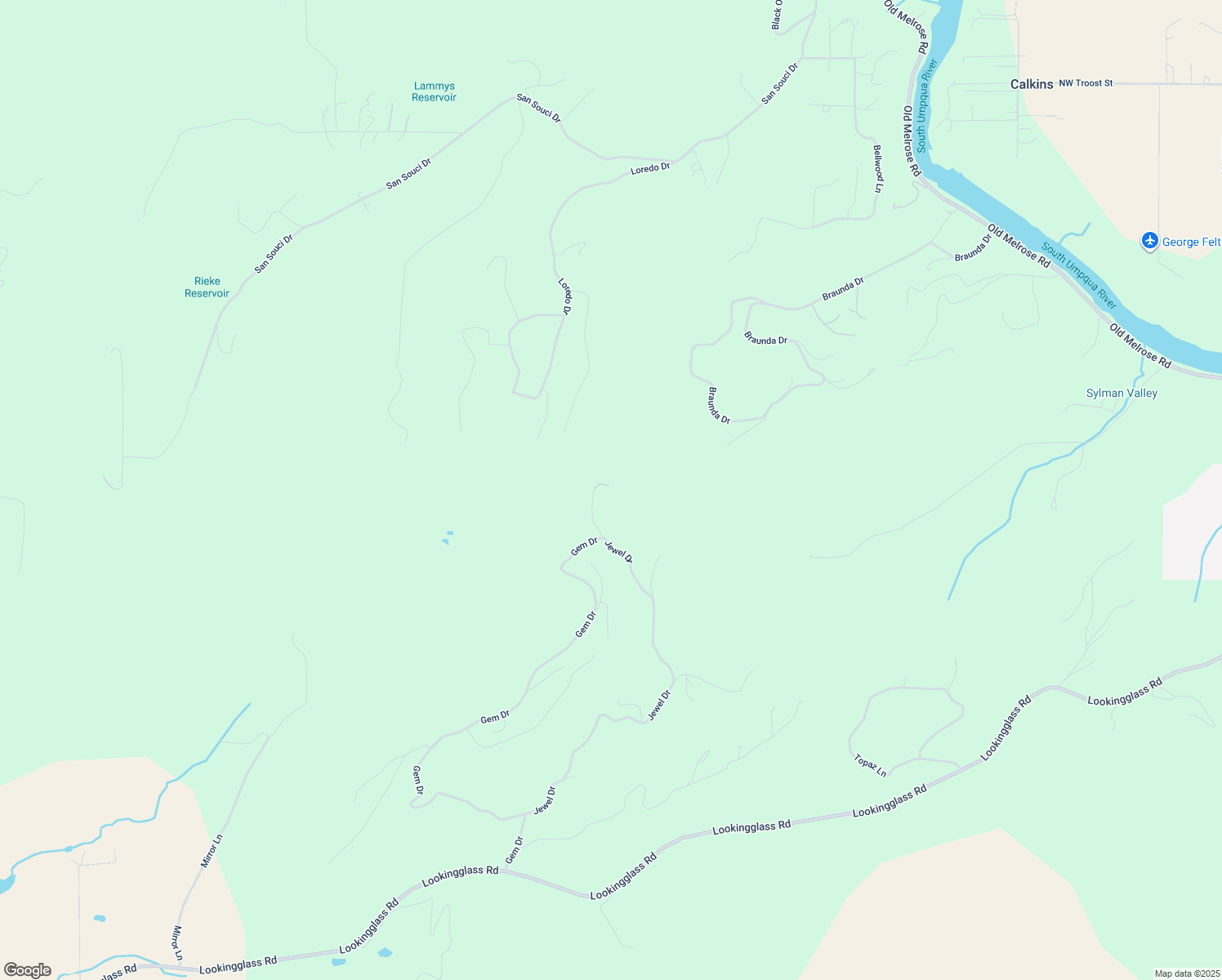 map of restaurants, bars, coffee shops, grocery stores, and more near 1303 Jewel Drive in Roseburg