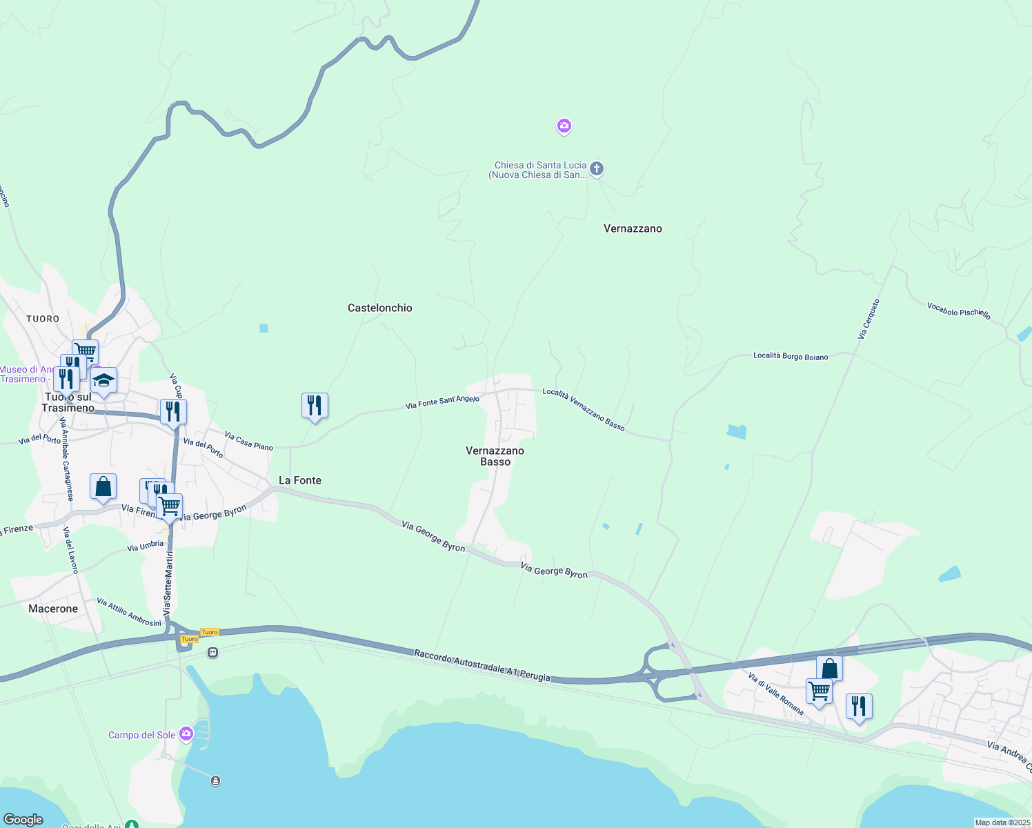 map of restaurants, bars, coffee shops, grocery stores, and more near 12A Via delle Vigne in Vernazzano Basso