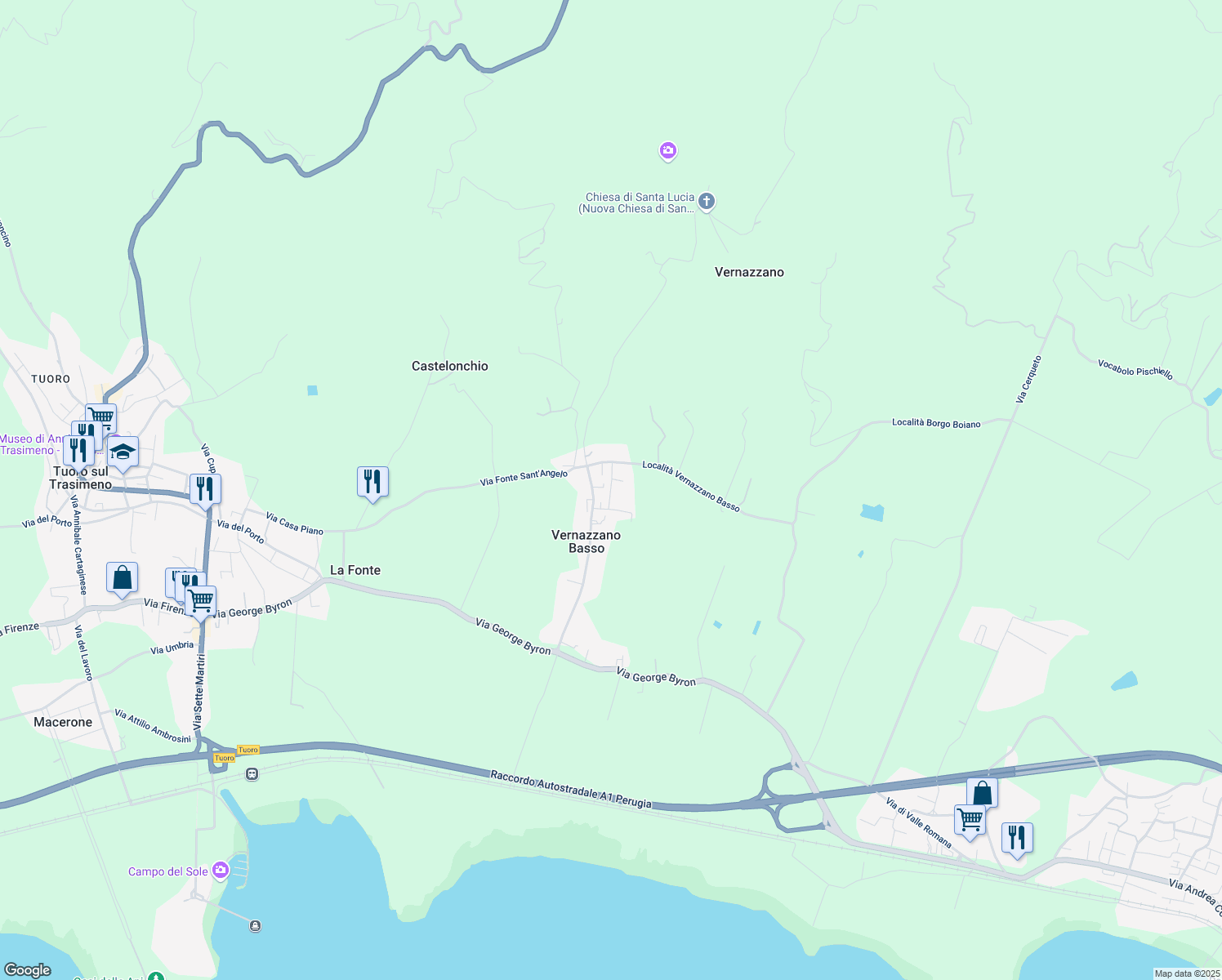 map of restaurants, bars, coffee shops, grocery stores, and more near 12A Via delle Vigne in Vernazzano Basso