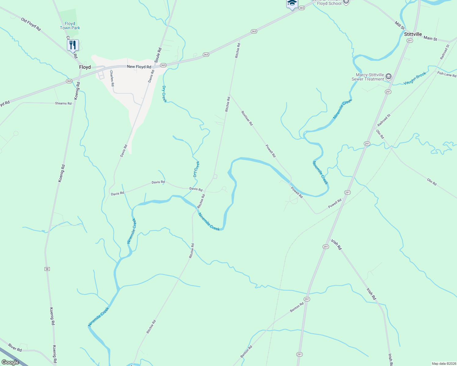 map of restaurants, bars, coffee shops, grocery stores, and more near 7116 Ritchie Rd in Stittville