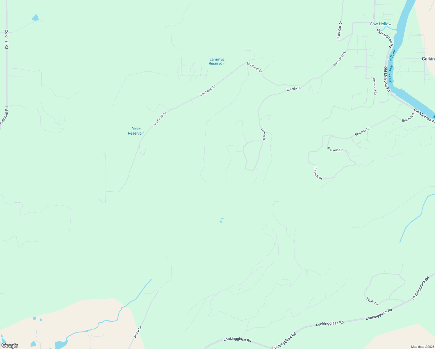 map of restaurants, bars, coffee shops, grocery stores, and more near 477 Palisade Drive in Roseburg