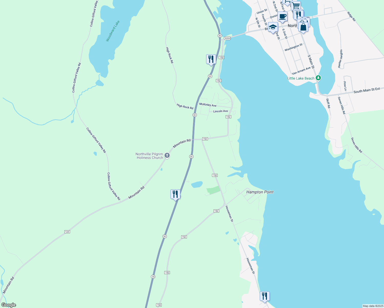 map of restaurants, bars, coffee shops, grocery stores, and more near 865 Highway 30 in Mayfield